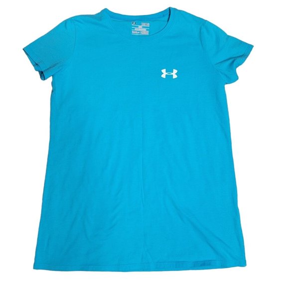 Under Armour Heatgear T-Shirt Size YLG Youth Large Blue Short-Sleeve Athletic - Picture 1 of 3